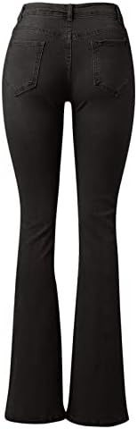 אופנת נשים בצבע אחיד מכנסי ג'ין מכנסיים התרחבה רצפת הירך הרמת ג'ינס דק אופנה אופנה ג'ינס אלגנטי נמתח