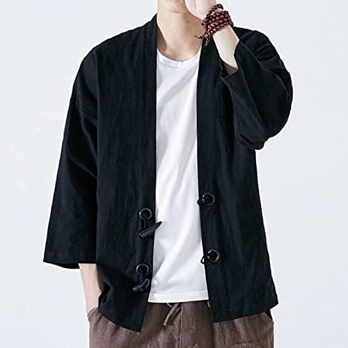 מעילי גברים אופנה יפני יאקאטה מזדמן מעיל קימונו להאריך ימים יותר כותנה בציר רופף למעלה מעילים
