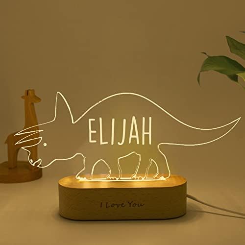 דינוזאור אישית שם לילה אור חג המולד מתנה לילדים אור עד סימן