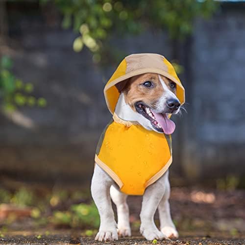 PetShome כלב מעיל גשם עם ברדס ברדס פונצ'ו מתכוונן ז'קט כלב אטום למים מעיל משקל קל משקל מחמד מעיל גשם קטן לכלבים גדולים בינוניים, צהוב