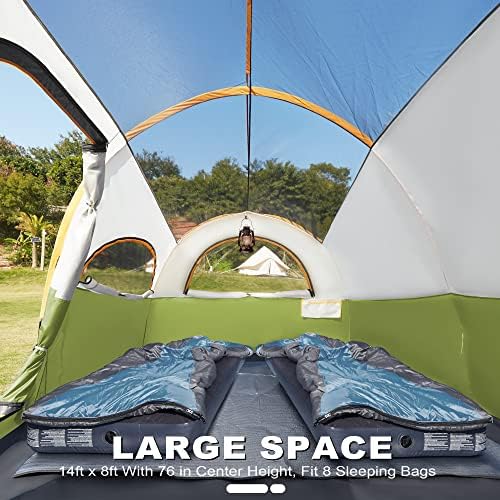 אוהל גוימאל 8 אנשים לקמפינג, אוהל משפחתי עמיד למים עם זבוב גשם, עיצוב וילון מחולק לחלל פרטיות, נייד עם תיק נשיאה