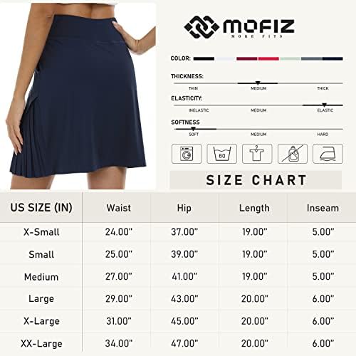 MOFIZ לנשים 20 אורך הברך גולף סקורטס חצאיות אתלט