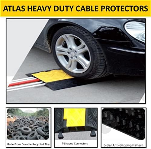 Kable kontrol אטלס אטלס מגן כבלים כבד רמפה - 5 ערוץ 37 אינץ 'שחור וצהוב ארוך - קיבולת של 20,000 פאונד - מהירות גומי בליטה ומגן תיל לשימוש פנים וחוץ - CP9988