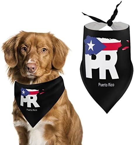 פורטו ריקו מפת דגל יפה כלב בנדנות דפוס משולש לחיות מחמד צעיף רחיץ כלב ליקוק מטפחת