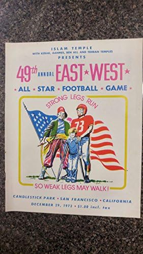 East vs West Candlestick Park Football 1973 תוכנית וינטג 'J42188