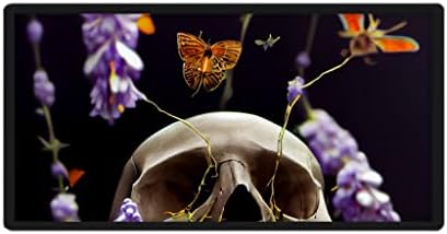טלאי גולגולת פרחים - טלאי מגניב אפליקציה לבגדים - טלאי אמנות - מעגל, שחור