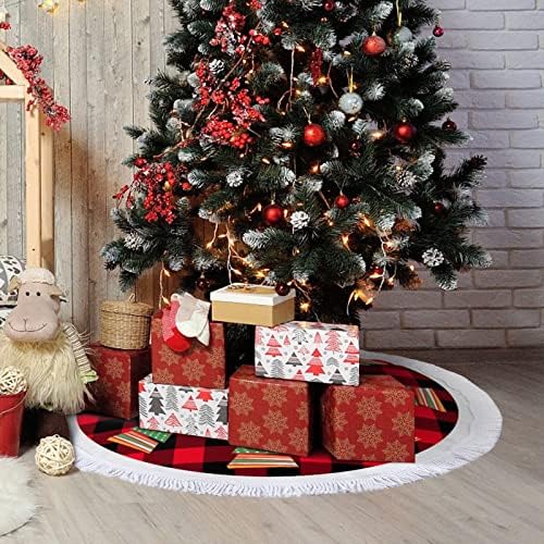 חצאית עץ חג המולד חג מולד שמח לכולם ולכל לילה טוב מחצלת עץ חג המולד עם ציצית 30 מחצלת עץ חג המולד משובצת אדומה חצאית עץ חורף לחגגת חג המולד של מסיבת חג