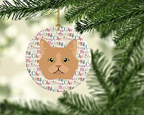 אוצרות קרוליין WDK2377CO1 SELKIRK רקס חתול קישוט קרמיקה לחג המולד, קישוטים לעץ חג המולד, קישוט תלוי לחג המולד, חג, מסיבה, מתנה,