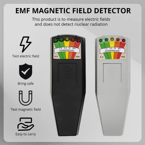 ציוד ציד רוח רפאים חיצוני למד מד אלקטרומגנטי, גלאי שדה מגנטי 5 לד, בודק ציוד פאראנורמלי לציד רוח רפאים, בודק ציוד פאראנורמלי אלקטרומגנטי 50 הרץ-20,000 הרץ שחור