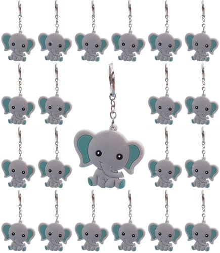 Phaeton 50 pcs כחול פיל מחזיקי מפתחות טבעת מפתח למסיבת נושא פיל תליון תליון, ציוד למסיבות ליום הולדת, טובות מסיבות למזכרות קישוטים
