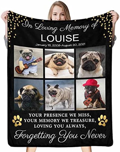 אנו מתגעגעים לזיכרון שלך ואוהבים אותך שמיכת זיכרון אישית לכלב עם תמונות למתנות זיכרון אבודות לחיות מחמד 60 על 80