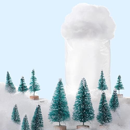 5.6 עוז חג המולד מזויף שלג קישוט עם 12 חתיכות עצי חג המולד סט מזויף מקורה שלג שמיכת פלאפי סיבי שלג לחורף מנטל כפר, מולד וחג המולד עצי תצוגת קישוט