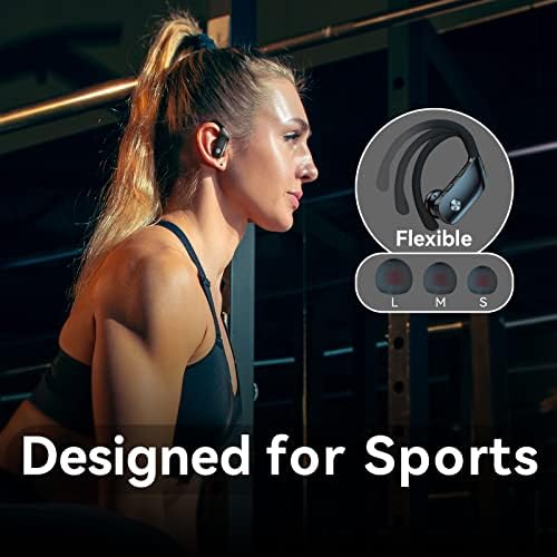 אוזניות אלחוטיות עבור LG Stylo 5 אוזניות Bluetooth 48 שעות משחקות אוזניות ספורט אחוריות עם תצוגת LED ניצני אוזניים עם מיקרופון מובנה של אווזים