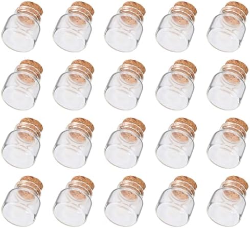 Callaron 20 יחידים בקבוקי זכוכית קטנים צנצנות עם פקקי פקק בקבוקי זכוכית פקק צנצנות משאלות שקופות לטובת חתונה
