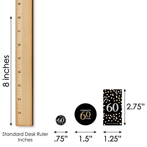 נקודה גדולה של אושר למבוגרים יום הולדת 60 - זהב - עטיפות בר ממתקים מיני, מדבקות ממתקים עגולים ומדבקות מעגל - ממתקים למסיבת יום הולדת ערכת מדבקה טובה - 304 חתיכות