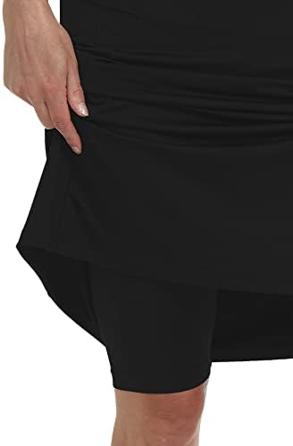 חצאית טניס באורך הברך של הנשים חצאיות גולף ספורט חצאיות ספורטס ספורטס חצאיות עם כיסי מכנסיים קצרים מובנים