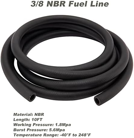 קו דלק מזהה 3/8 אינץ 'NBR צינור קו דלק 10 רגל 6AN דחיפה על צינור 5/8 אינץ' OD עם 10 מהדקים למנועים קטנים