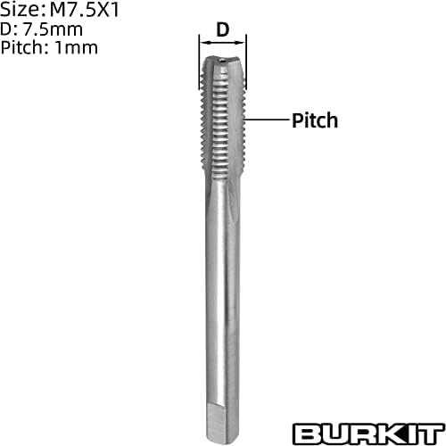 Burkit M7.5 x 1 חוט ברז על יד ימין, HSS M7.5 x 1.0 ברז מחורץ ישר ברז