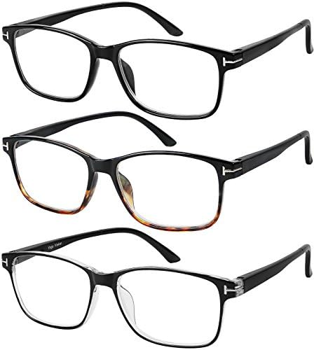 קריאת משקפיים 3 זוג אופנתי באיכות קוראי אביב ציר משקפיים לקריאה עבור גברים ונשים