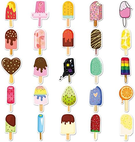 מדבקות Popsicle מדבקות גלידה מארזת 50 יחידות מתאימות למחשבים ניידים מארז נסיעות מחברת טלפון רכב טלפון אלבום בקבוק מים מדבקות מחשב, מדבקות מתנה לילדים/נוער/מבוגרים