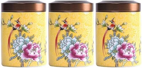 3 יחידות עדין יד-צבוע תה יכול יצירתי אמנותי תה-עלה אטום צנצנת צהוב