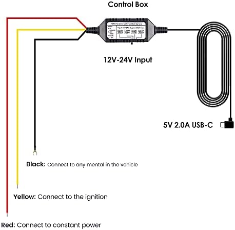 ערכת VIOFO HK4 ACC Hardwire, ערכת חוט קשה USB-C ל- T130, A139PRO, WM1, A229DUO, מצלמת מקף A119MINI, הגנה על מתח נמוך למצב חניה