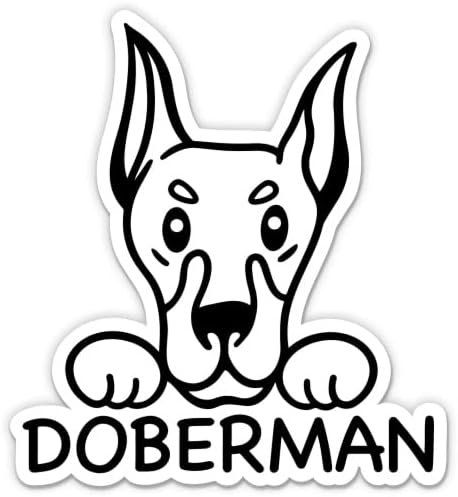 מדבקת דוברמן - מדבקה של מחשב נייד 3 אינץ ' - ויניל אטום למים לרכב, טלפון, בקבוק מים - דוברמן חמוד כלבים מדבקות מדבקות