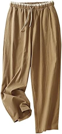 נשים של כותנה פשתן מכנסיים 2023 מזדמן רופף רחב רגל פאלאצו טרקלין מתאים שרוך מותניים ארוך מכנסיים עם כיסים