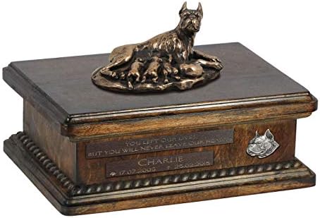 בוקסר אמא 2, כד עבור כלב אפר זיכרון עם פסל, לחיות מחמד של שם וציטוט-ארטדוג אישית