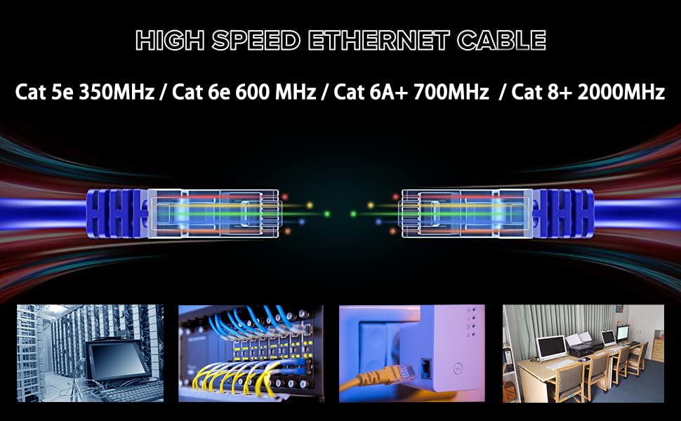 כבל Syston Cat8 Ethernet כבל גולמי כבל 2000MHz 2GHz 40GB 50 FT מוצק חשוף חשוף S/FTP אינדיבידואלי אלקטרומגנטי משומר מגן צמה נחושת 22/4 4 זוג 22 AWG CMR FT4 UTP כחול לחתוך