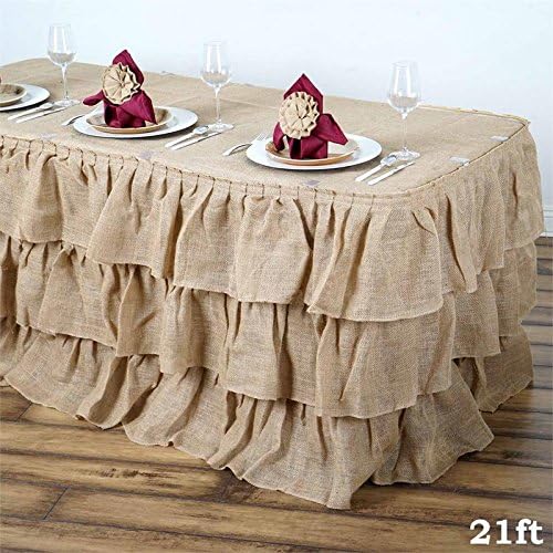 BalsaCircle 21 רגל x 29 אינץ 'חום טבעי 3 שכבות פרועות חצאית שולחן יוטה מצעים לחתונה קישוטי מסיבת חתונה קישוטי מטבח אוכל