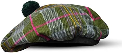 כובע תמי סקוטי מסורתי Kilt Tam O 'Shatner צמר אקרילי מצנפת שטוחה טרטנים שונים עם פומפום