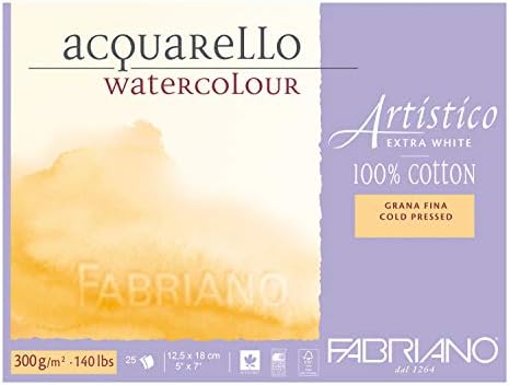 Fabriano aew bl 4co 25f gf נייר צבעי מים- 12.5 x 18 סמ לבן נוסף