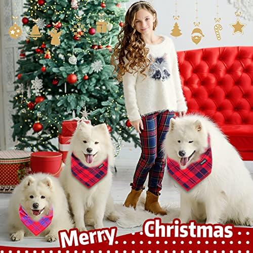 כלב חג המולד גופשי בנדנה Xlarge-Dog צעיף צבע תוסס הדפסת אדום שחור משובץ דפוס מתכוונן אביזרי מטפח לכלבים גדולים