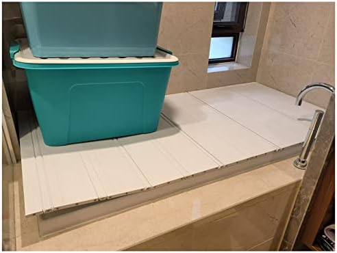 כיסוי אמבטיה מתקפל, מכסה אמבטיה של לוח בידוד אבק PVC מכסה אמבטיה, עובי 1.2 סמ עובי רב-פונקציונלי אמבטיה מתלה אמבטיה למרחצאות חלב ספא