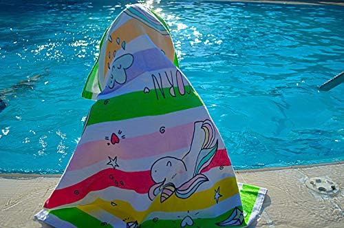 טוד מצעים מגבת חוף חד קרן לילדים כותנה עבה, קטיפה, רכה במיוחד, סופר סופגת / כותנה גדולה בגודל 75 על 150 סנטימטר / בהיר, צבעוני, לשימוש חיצוני / בנים ובנות