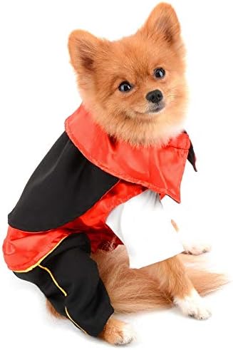 תחפושת ערפד גותית מפוארת של חיות מחמד תשלום עבור כלב/חתול קטנים 2 חלקים בגדים של מסיבת קוספליי, שחור/אדום, גודל XL