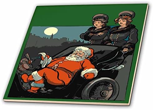 מזחלת סנטה וינטג ' 3 רוז ורשימת משאלות חג המולד-אריחים
