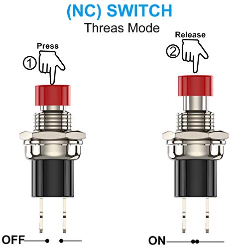 מתג לחצן לחיצה רגעי של DIYHZ, 1A מתגי כפתור 1A 250VAC SPST 2 PIN מיני, 20 יח '