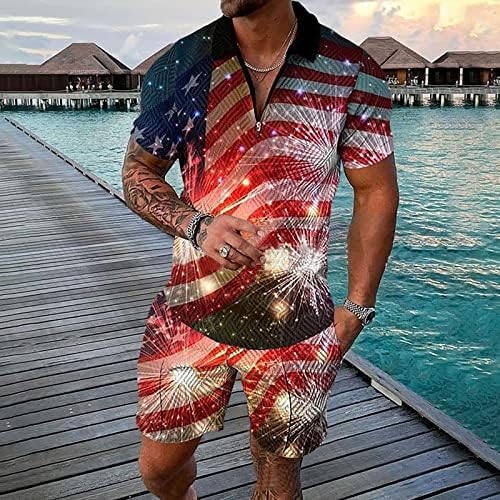 BMISEGM חולצות טריקו לקיץ גברים יום עצמאות יום עצמאות אביב ואופנת קיץ פנאי חוף ים חופשה 3D פס