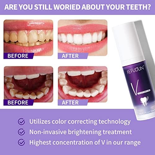 2 חבילה שיניים הלבנת משחת שיניים, סגול משחת שיניים הלבנת שיניים, צבע מתקן משחת שיניים, משחת שיניים רגיש שיניים, להסיר כתמים, משפר שיניים בהירות ולהפחית מצהיב