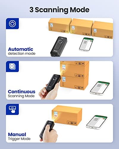 Eyoyo 2D Bluetooth Barcode Scanner Wireless עם קליפ, סוללה 2000mAh עם מחוון רמה, קורא ברקוד מיני נייד עבור מלאי ספרי ספרייה התואם לאייפון, אייפד, טלפון אנדרואיד