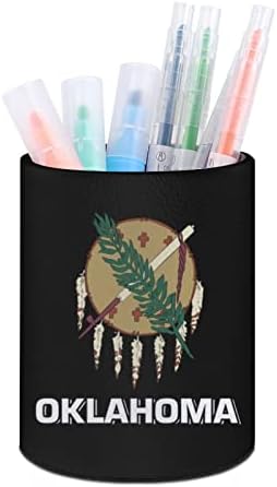 דגל של אוקלהומה מודפס עט מחזיק עיפרון כוס מארגן שולחן איפור מברשת מחזיק כוס לבית בכיתה משרד