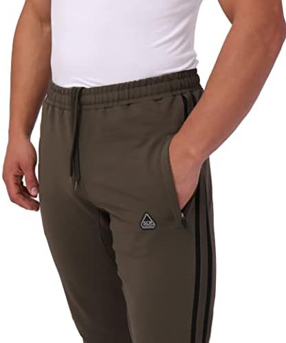 SCR Sportswear Mens Mens Pristing מכנסיים רץ מכנסי טרנינג עם כיסי רוכסן 30/33/36 inseam גבוה