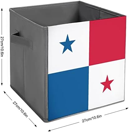 דגל של פנמה קוביות אחסון בדים מתקפלות קופסאות קופסאות אחסון 11 אינץ 'פחי אחסון מתקפלים עם ידיות