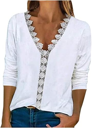 מקרית טוניקת חולצות לנשים מתגנדר צוואר תחרה לקצץ חולצה טרנדי פרחוני מודפס 3/4 שרוולים חולצה קיץ חולצות
