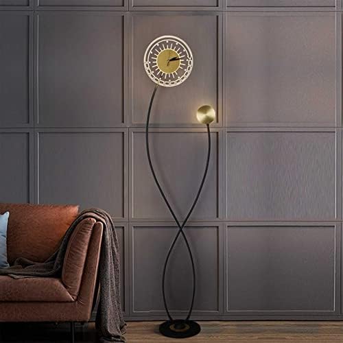 Xianfei מנורת רצפת שעון LED מודרנית, מנורת רצפת שעון ברזל ברזל עם מתג רגל, אור עמידה מוט לסלון/חדר שינה/משרד