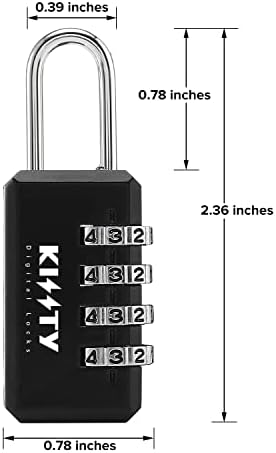 Kissty 2 חבילה מנעול חיצוני אטום למים, 4 ספרות שילוב של סיסמא מנעול נעילה למטען מזוודות, גדר, שער, ארגז כלים שחור