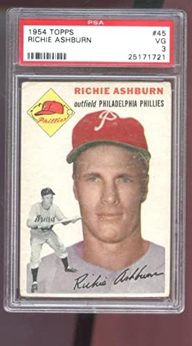 1954 Topps 45 Richie Ashburn PSA 3 קלף בייסבול מדורג פילדלפיה פיליס - כרטיסי בייסבול סלע