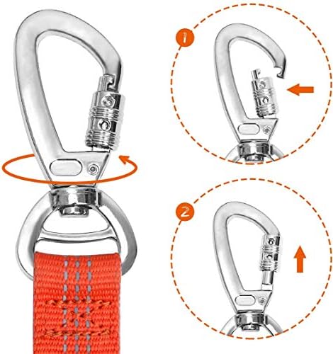 רצועת כלבים משודרגת של באנג'י לכלבים גדולים בינוניים, רצועה סופגת זעזועים רב -פונקציונליים עם חגורת בטיחות ברכב, 2 ידיות מרופדות לאימוני הליכה בשליטה נוספת
